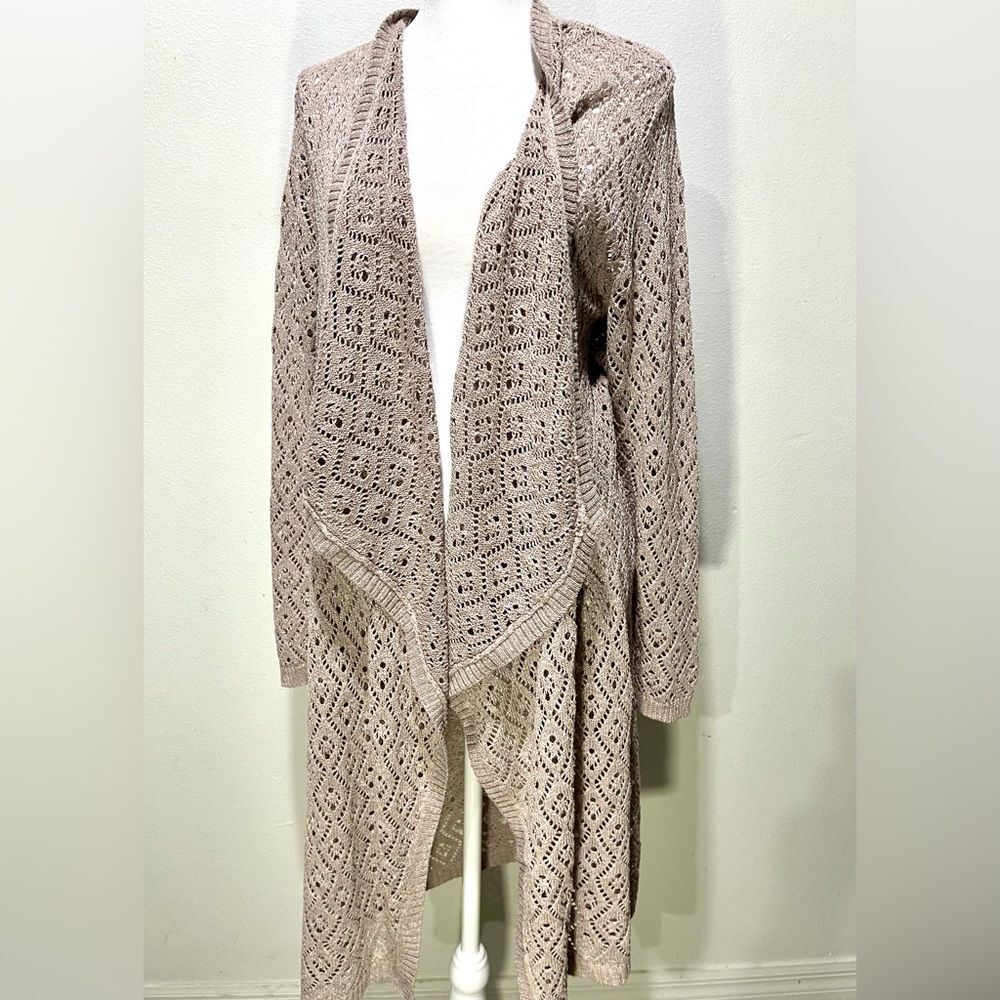 Torrid Cardigan crocheted asymmetrical cottage Lagen look neutral women’s L